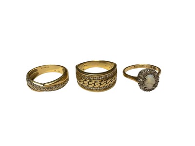 Lot 177 - Two 18ct gold diamond set rings and 18ct gold opal and diamond ring (3)