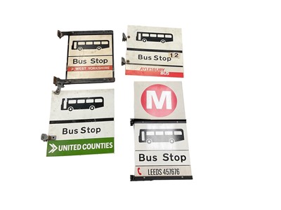 Lot 2560 - Group of four various modern metal bus stop signs, (4).