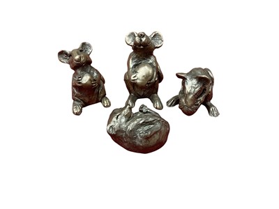 Lot 2579 - Julia Hulme, four bronzed resin sculptures of mice, (4).