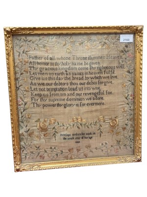 Lot 2160 - George III needlework sampler in glazed frame by Penelope Arden 1809