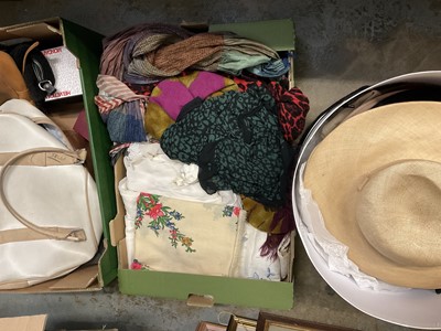Lot 228 - Vintage accessories including scarves, handbags and hats.