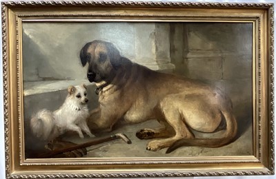 Lot 1165 - Edward Smythe (1810-1899) oil on canvas - Old Friends, signed, 73 x 121cm, framed