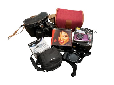 Lot 2357 - Large collection of cameras and accessories, including a Nikon Coolpix L810, Canon EOS 5000, etc (3 boxes)