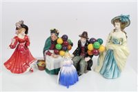 Lot 2200 - Five Royal Doulton figures - The Balloon Man...