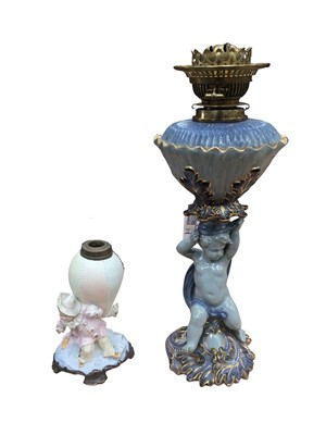 Lot 2628 - Collection of Victorian and Edwardian oil lamps and shades (11)