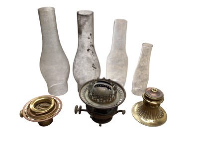 Lot 2645 - Collection of oil lamp glass chimneys and lamp parts