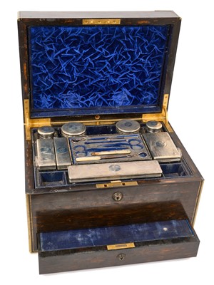 Lot Victorian coromandel toiletry box by Asprey, with silver topped fittings