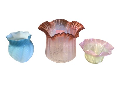 Lot 2641 - Collection Victorian and later oil and other lamp shades and accessories (approx 30 shades plus)