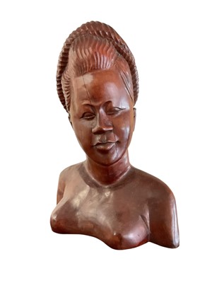 Lot 2681 - African carved wooden bust of a woman.