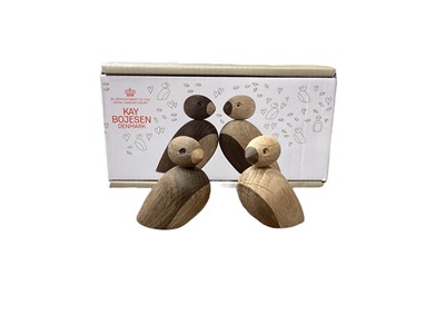Lot 2693 - Kay Bojesen of Denmark, pair of wooden sparrow figures, with original box.