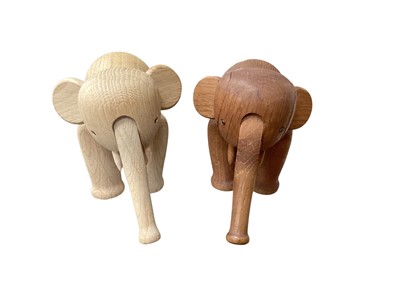 Lot 2697 - Kay Bojesen of Denmark, two wooden elephant figures, (2).