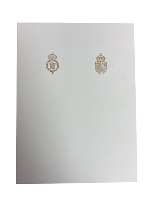 Lot 31 - T.R.H. The Prince and Princess of Wales, signed 1988 Christmas card with twin gilt Royal cyphers to cover, formal colour photograph of the Royal couple with the young Princes , signed in ink ' f...