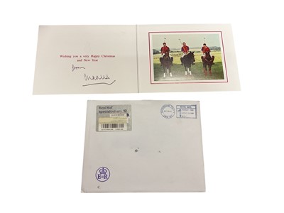 Lot 44 - H.R.H. Prince Charles Prince of Wales (now H.M. King Charles III), signed 2001 Christmas card with gilt Royal cyphers to cover, colour photograph of the relaxed Prince with his two sons on Polo p...