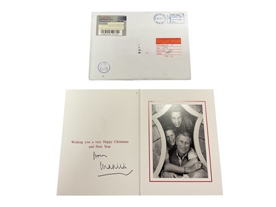 Lot 46 - H.R.H. Prince Charles Prince of Wales (now H.M. King Charles III), signed 2003 Christmas card with gilt Royal cyphers to cover, colour photograph of the relaxed Prince with his two sons in a wind...