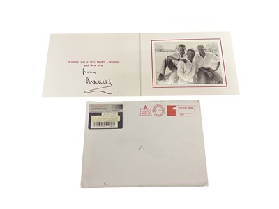 Lot 47 - H.R.H. Prince Charles Prince of Wales (now H.M. King Charles III), signed 2004 Christmas card with gilt Royal cyphers to cover, colour photograph of the relaxed Prince with his two sons wearing w...