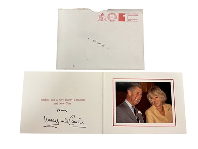 Lot 50 - H.R.H. Prince Charles Prince of Wales (now H.M. King Charles III) and H.R.H. Camilla Duchess of Cornwall (now H.M. Queen Camilla) signed 2007 Christmas card with gilt Royal cyphers to cover, colou...