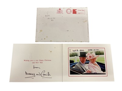 Lot 52 - H.R.H. Prince Charles Prince of Wales (now H.M. King Charles III) and H.R.H. Camilla Duchess of Cornwall (now H.M. Queen Camilla) signed 2009 Christmas card with gilt Royal cyphers to cover, forma...