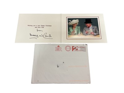 Lot 56 - H.R.H. Prince Charles Prince of Wales (now H.M. King Charles III) and H.R.H. Camilla Duchess of Cornwall (now H.M. Queen Camilla) signed 2013 Christmas card with gilt Royal cyphers to cover, colou...
