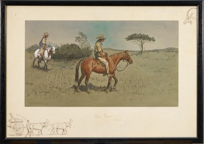 Lot *Snaffles, Charles Johnson Payne (1884-1967) hand-coloured print - On Trek, published by Messrs Fores, 39.5cm x 57.5cm, in glazed frame Provenance: Berkeley Studio Ltd. 2003