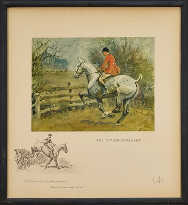 Lot 1191 - *Snaffles, Charles Johnson Payne (1884-1967) signed hand-coloured print - The Timber Merchant, 47.5cm x 43cm, in glazed frame