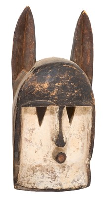Lot 751 - Dogon tribal mask, with hare face and painted ornament, 44cm high
