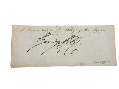 Lot 59 - H.M. King George IV signature on remnant of an official document, hand signed in ink