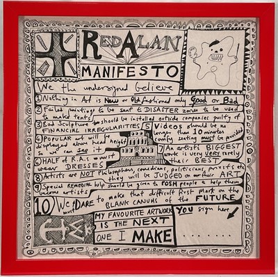 Lot 832 - *Grayson Perry (b.1960) print - 'Red Alan Manifesto', Perry logo lower left, 33cm x 33cm, framed