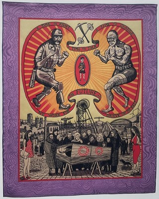 Lot 833 - *Grayson Perry (b.1960) print - 'Death of a working hero' from the Smash Hits 2016 exhibition, 21 x 15cm, framed