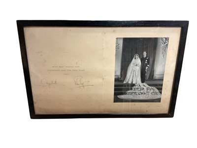 Lot 67 - H.R.H. The Princess Elizabeth and H.R.H. The Duke of Edinburgh (later H.M. Queen Elizabeth II and H.R.H. The Duke of Edinburgh), scarce signed 1947 Christmas card with photograph of the wedding of...