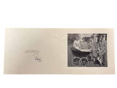 Lot 72 - H.R.H. The Duke of Edinburgh, scarce 1960s Christmas card with photograph of the Royal couple with their children to the interior, signed in ink 'Philip'