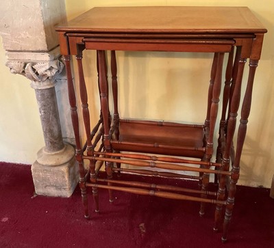 Lot 1277 - Nest of three 19th century satinwood and amboyna side tables