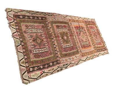 Lot 1281 - Tekke carpet with geometric reserves in conforming borders, all in muted tones