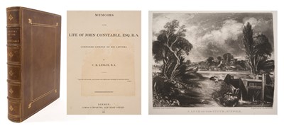 Lot C. R. Leslie - Memoirs of the Life of John Constable, Esq. R.A., composed chiefly of his letters, James Carpenter, 1843, 23 mezzotint plates by David Lucas after Constable, including portrait fr...