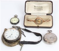 Lot 3344 - Ladies' vintage gold (9ct) wristWatches on...