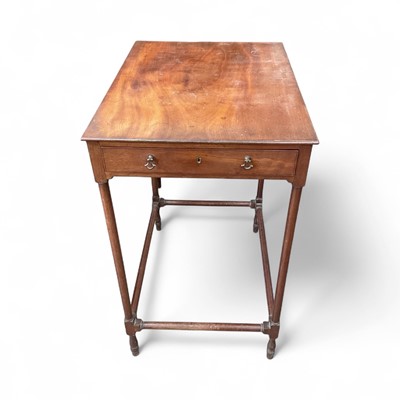 Lot 1287 - George III mahogany spider side table, with single end drawer on tuned slender supports and stretchers
