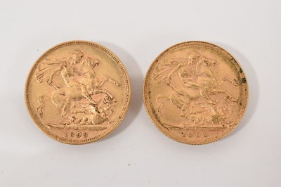 Lot 476 - Two Victorian gold full sovereigns, 1898 and 1900 (2 coins)