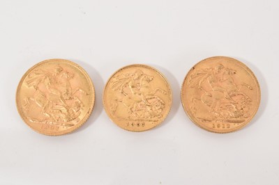 Lot 478 - Two gold full sovereigns, 1903 and 1912, together with a gold half sovereign, 1907. (3 coins)