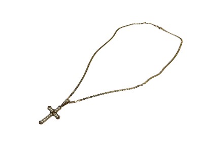 Lot 35 - 9ct gold and cubic zirconia cross pendant on 9ct gold chain
