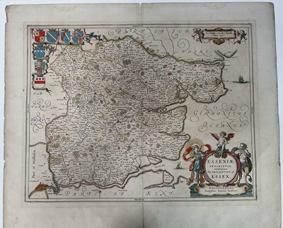 Lot 1158 - J.Jansson, hand-coloured map of Essex, 1646, full margins, Dutch text verso, 49 x 59cm
