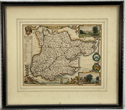 Lot 1156 - J. Moule, Essex handcoloured map c. 1850, 21.5cm x 26.5cm, framed and glazed