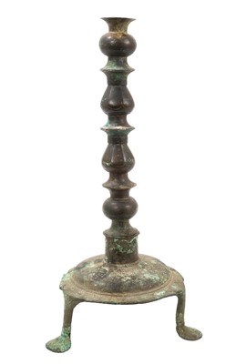 Lot 819 - Seljuk or Khorasan bronze candlestick, Persian