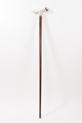 Lot 121 - 19th century walking stick with German porcelain handle, possibly Meissen
