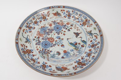 Lot 110 - 18th century Chinese porcelain dish painted in the Japanese Kakiemon style, possibly clobbered in Amsterdam