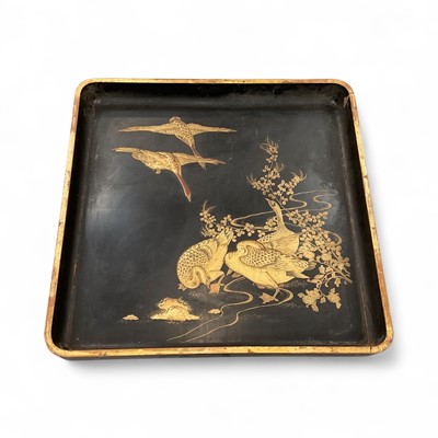 Lot 1334 - Large early 20th century Japanese lacquered tray