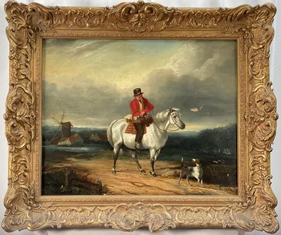 Lot 1070 - English School, 19th century, oil on panel figure on horseback