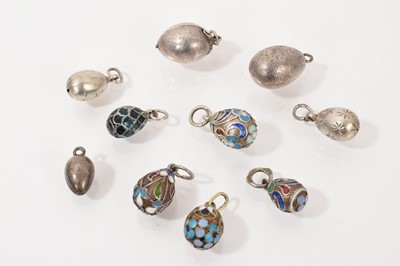 Lot 484 - Group of ten Russian and similar egg pendants