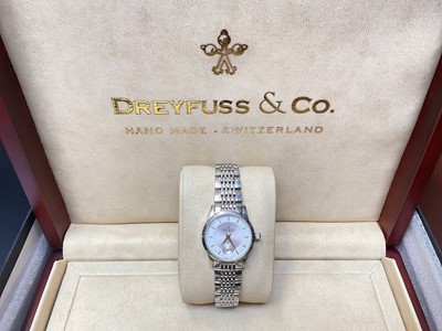 Lot 37 - Dreyfuss & Co ladies' stainless steel wristwatch, boxed as new with bag