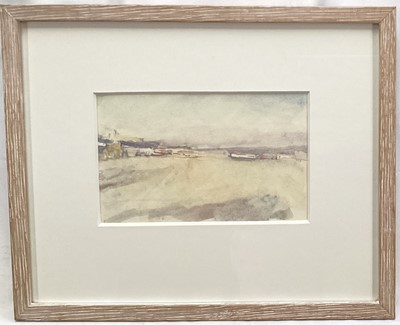 Lot 983 - *Dick Lee (1923-2001) watercolour - Fishing Boats, Coqueville, 12cm x 20cm, in glazed frame