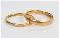 Lot 3359 - Two gold (22ct) wedding rings - both size N½ - O