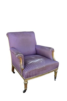Lot 1315 - 19th century gilt framed library armchair by Bertram of Dean Street